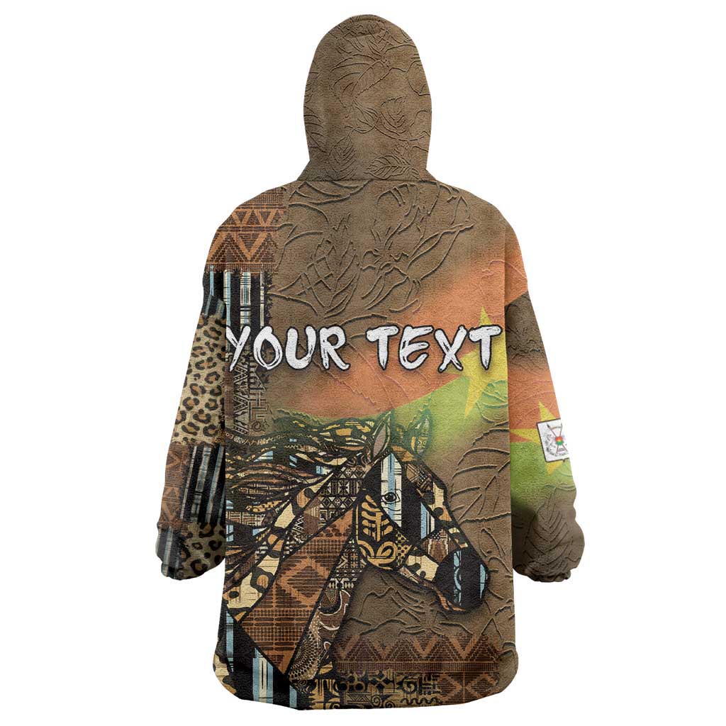 Personalized Burkina Faso Kid Wearable Blanket Hoodie African Tribal Horse Patchwork Style - Wonder Print Shop