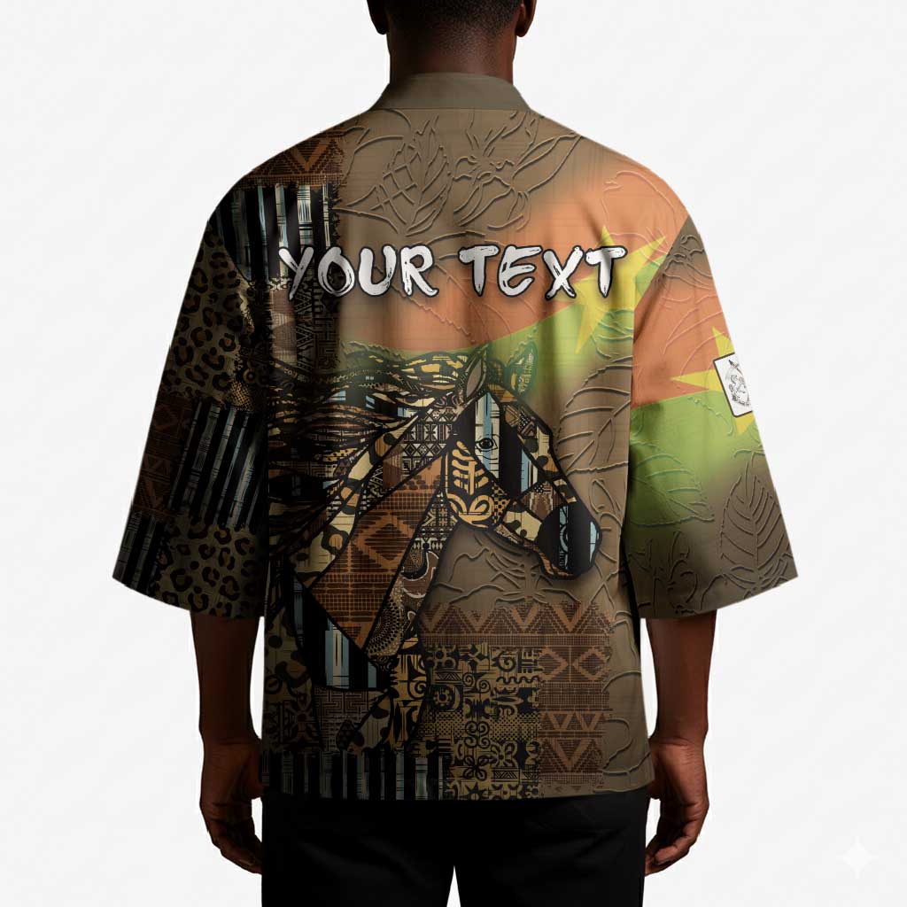 Personalized Burkina Faso Kimono African Tribal Horse Patchwork Style - Wonder Print Shop