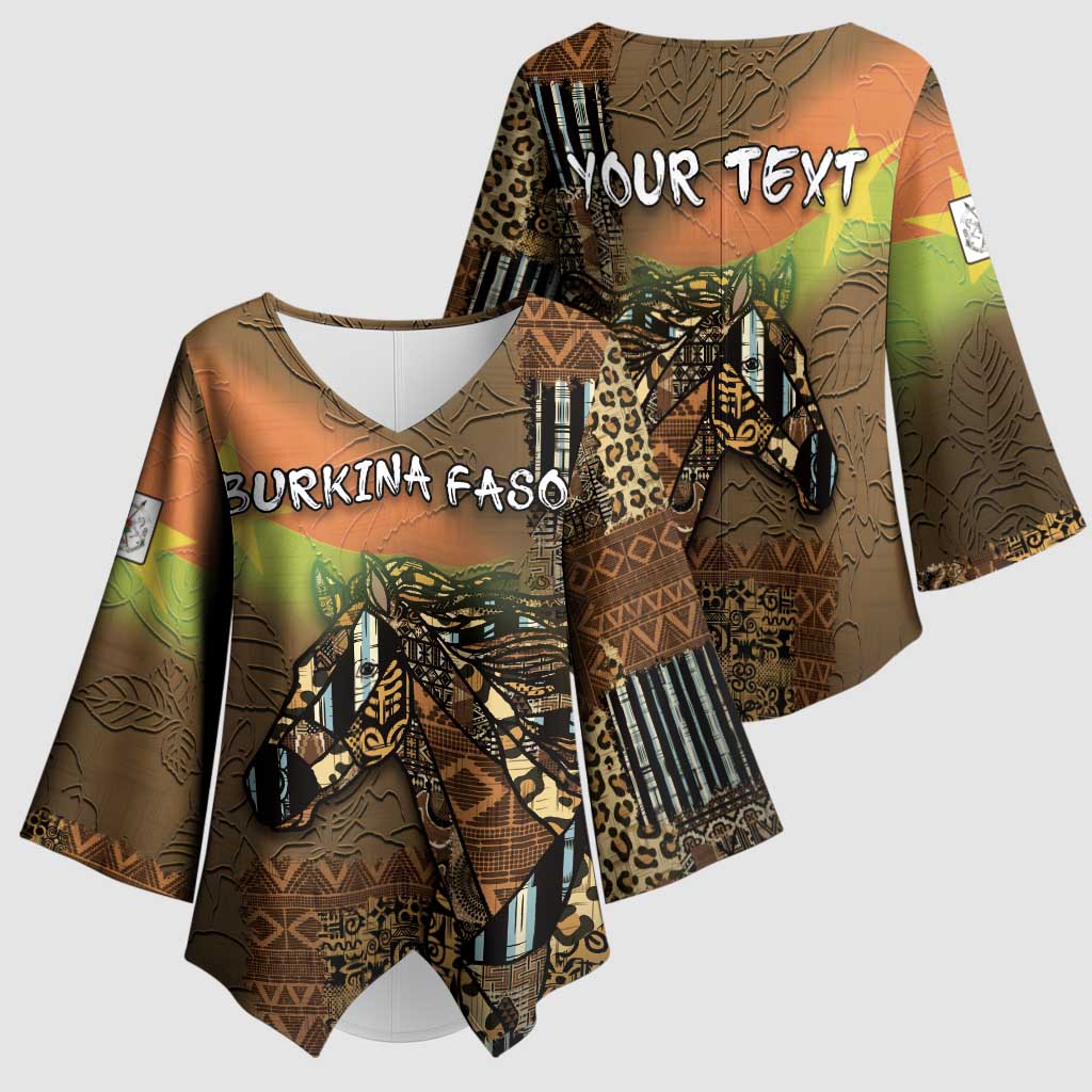 Personalized Burkina Faso Kimono Sleeve Blouse African Tribal Horse Patchwork Style - Wonder Print Shop