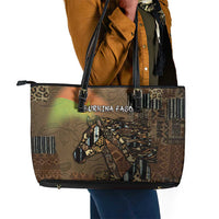 Burkina Faso Leather Tote Bag African Tribal Horse Patchwork Style - Wonder Print Shop