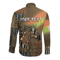Personalized Burkina Faso Long Sleeve Button Shirt African Tribal Horse Patchwork Style - Wonder Print Shop