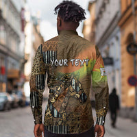 Personalized Burkina Faso Long Sleeve Button Shirt African Tribal Horse Patchwork Style - Wonder Print Shop