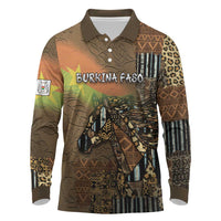 Personalized Burkina Faso Long Sleeve Polo Shirt African Tribal Horse Patchwork Style - Wonder Print Shop
