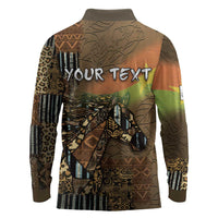 Personalized Burkina Faso Long Sleeve Polo Shirt African Tribal Horse Patchwork Style - Wonder Print Shop