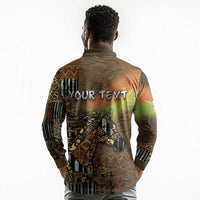 Personalized Burkina Faso Long Sleeve Polo Shirt African Tribal Horse Patchwork Style - Wonder Print Shop
