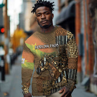 Personalized Burkina Faso Long Sleeve Shirt African Tribal Horse Patchwork Style - Wonder Print Shop