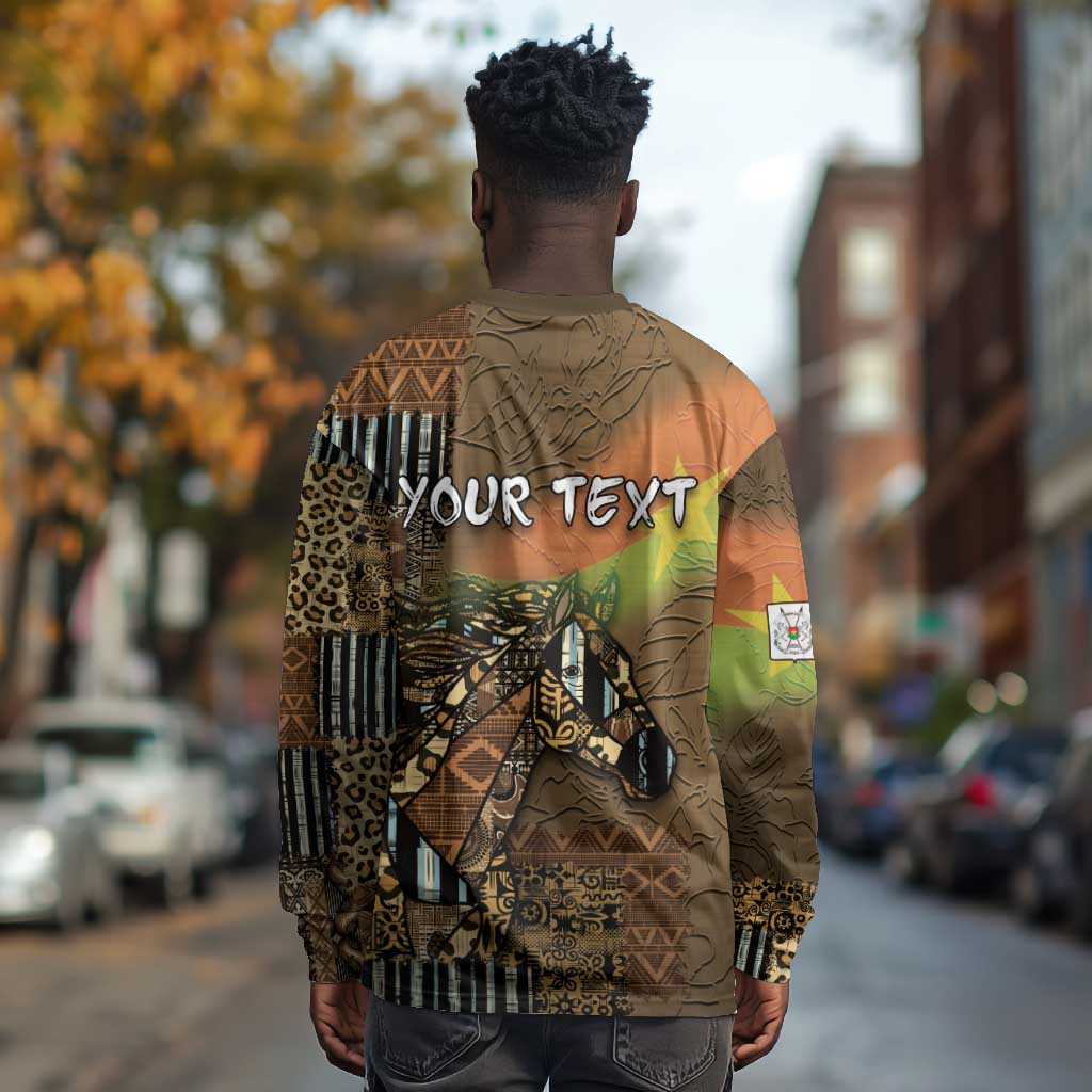 Personalized Burkina Faso Long Sleeve Shirt African Tribal Horse Patchwork Style - Wonder Print Shop