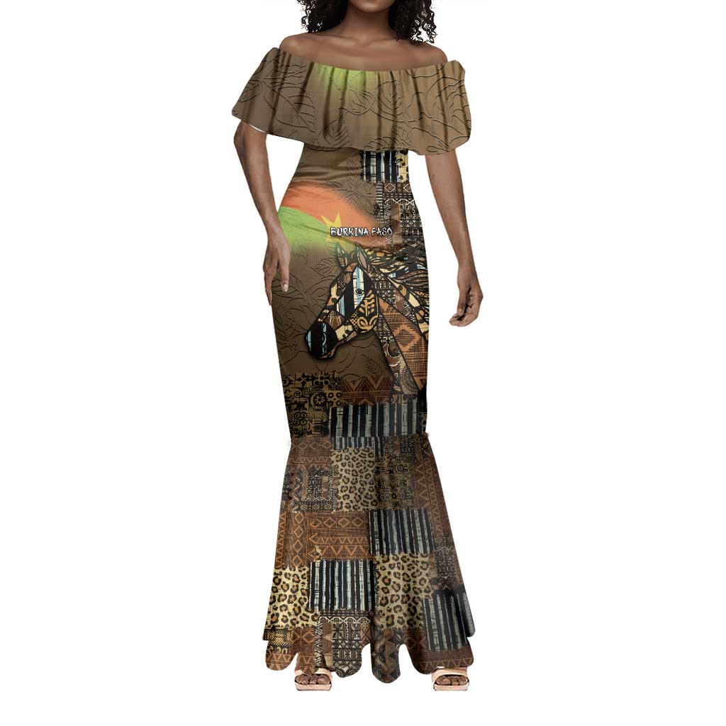 Personalized Burkina Faso Mermaid Dress African Tribal Horse Patchwork Style - Wonder Print Shop