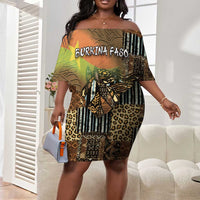 Personalized Burkina Faso Off Shoulder Short Dress African Tribal Horse Patchwork Style - Wonder Print Shop