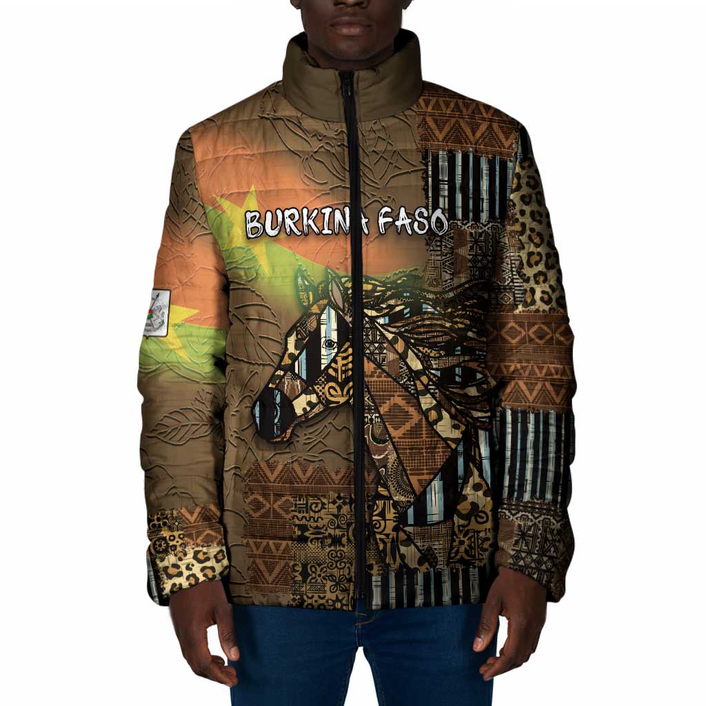Personalized Burkina Faso Padded Jacket African Tribal Horse Patchwork Style - Wonder Print Shop