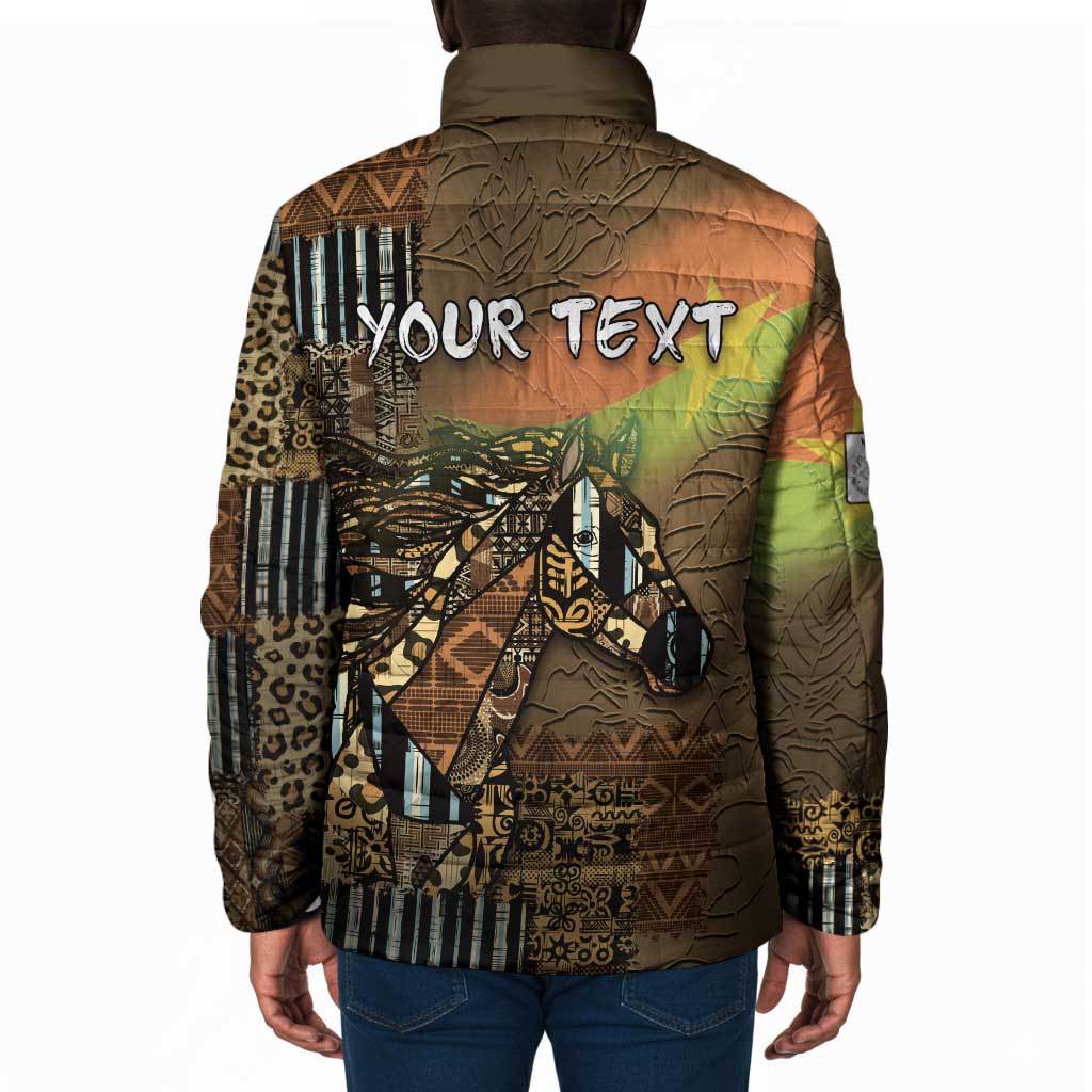 Personalized Burkina Faso Padded Jacket African Tribal Horse Patchwork Style - Wonder Print Shop