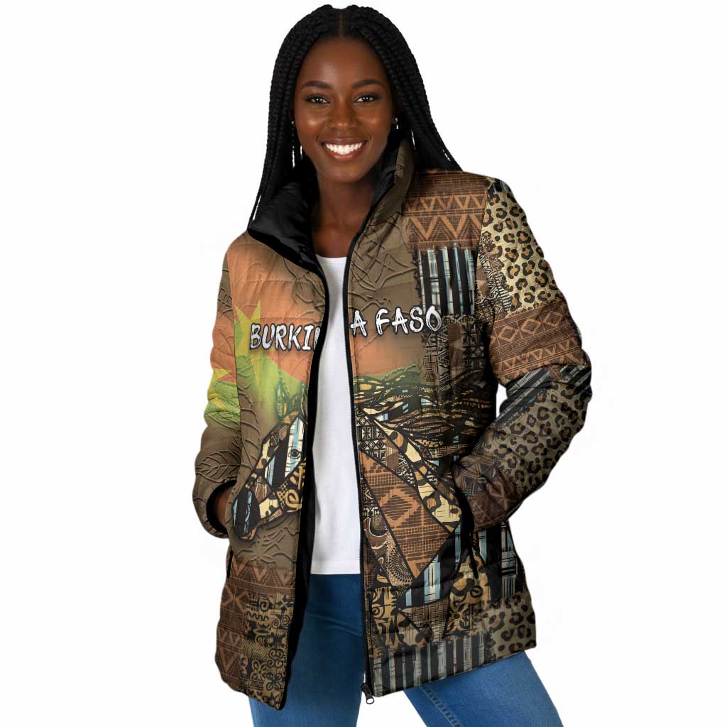 Personalized Burkina Faso Padded Jacket African Tribal Horse Patchwork Style - Wonder Print Shop