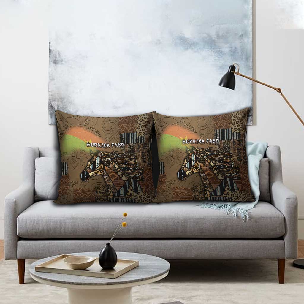 Burkina Faso Pillow Cover African Tribal Horse Patchwork Style - Wonder Print Shop