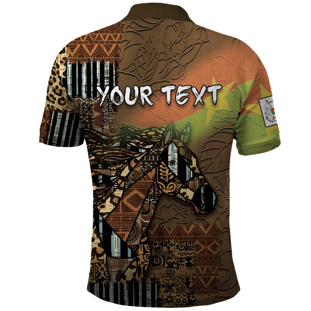 Personalized Burkina Faso Polo Shirt African Tribal Horse Patchwork Style - Wonder Print Shop