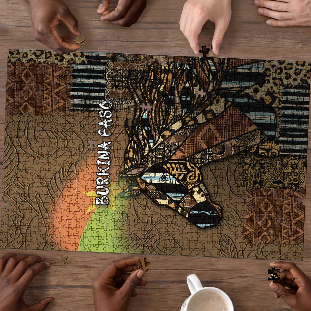 Burkina Faso Puzzle African Tribal Horse Patchwork Style - Wonder Print Shop
