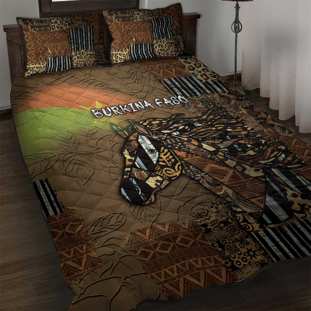Burkina Faso Quilt Bed Set African Tribal Horse Patchwork Style - Wonder Print Shop