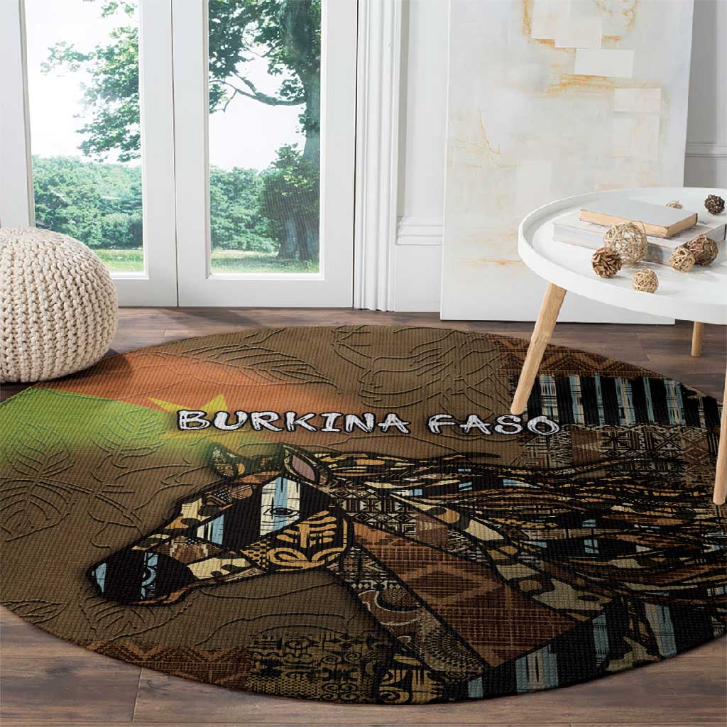 Burkina Faso Round Carpet African Tribal Horse Patchwork Style - Wonder Print Shop