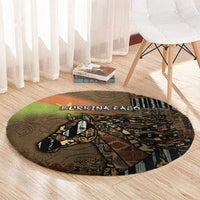 Burkina Faso Round Carpet African Tribal Horse Patchwork Style - Wonder Print Shop