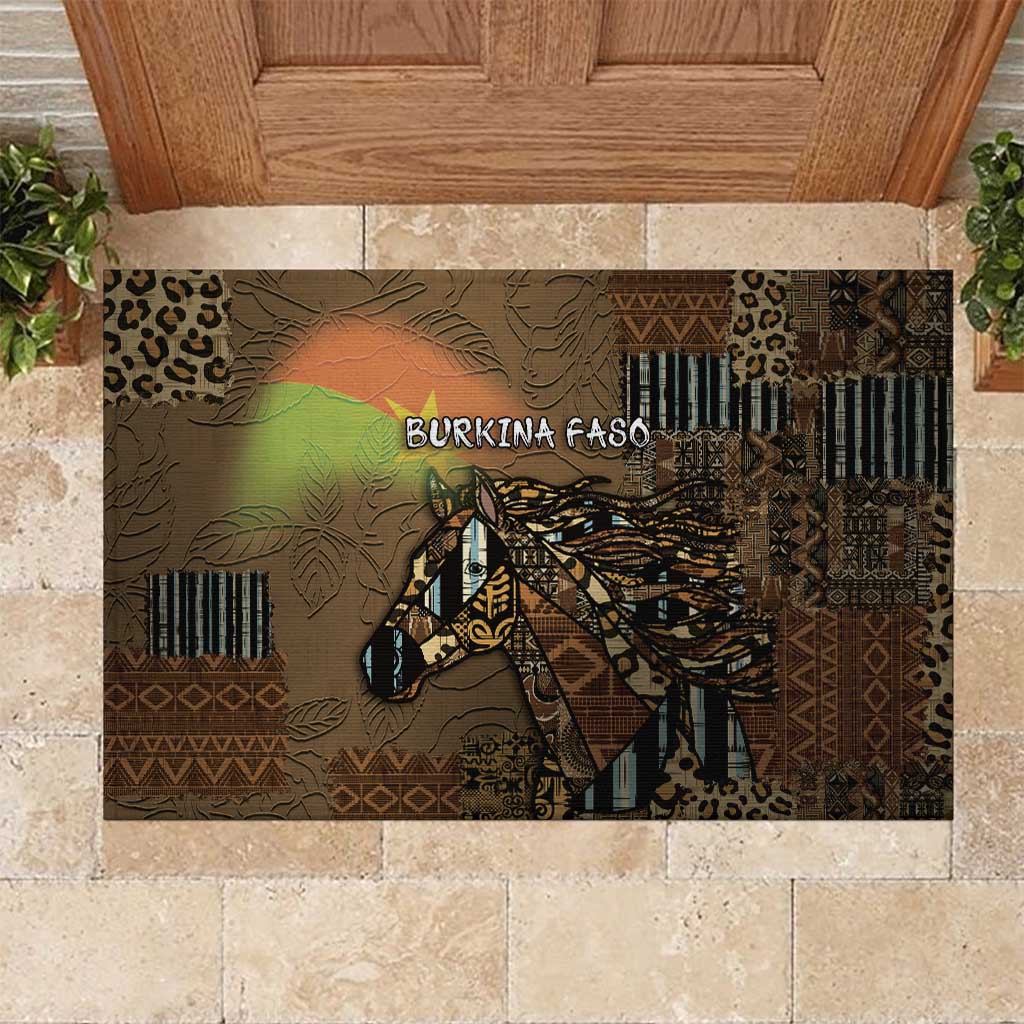 Burkina Faso Rubber Doormat African Tribal Horse Patchwork Style - Wonder Print Shop