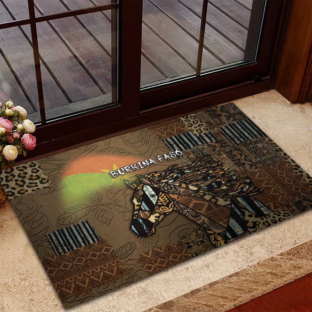 Burkina Faso Rubber Doormat African Tribal Horse Patchwork Style - Wonder Print Shop