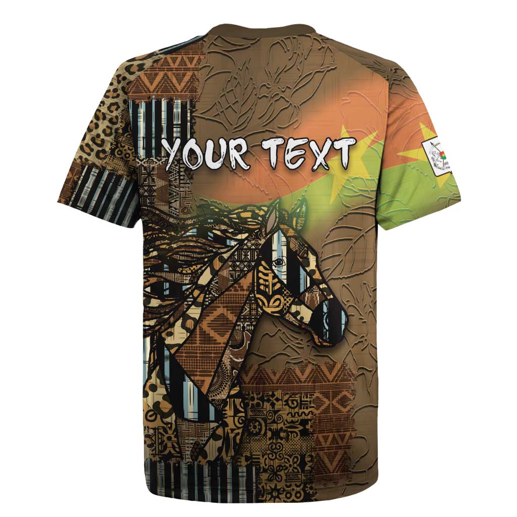 Personalized Burkina Faso Rugby Jersey African Tribal Horse Patchwork Style - Wonder Print Shop