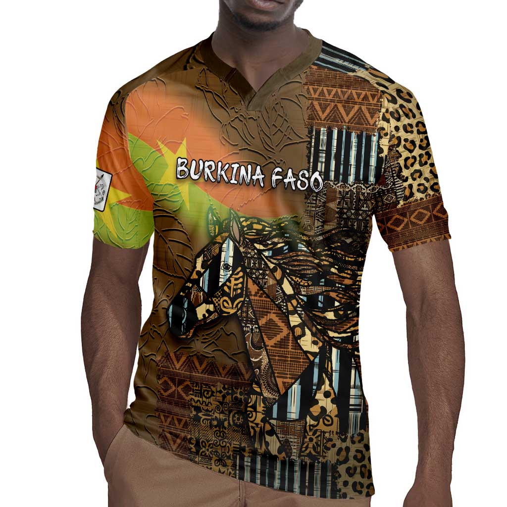 Personalized Burkina Faso Rugby Jersey African Tribal Horse Patchwork Style - Wonder Print Shop