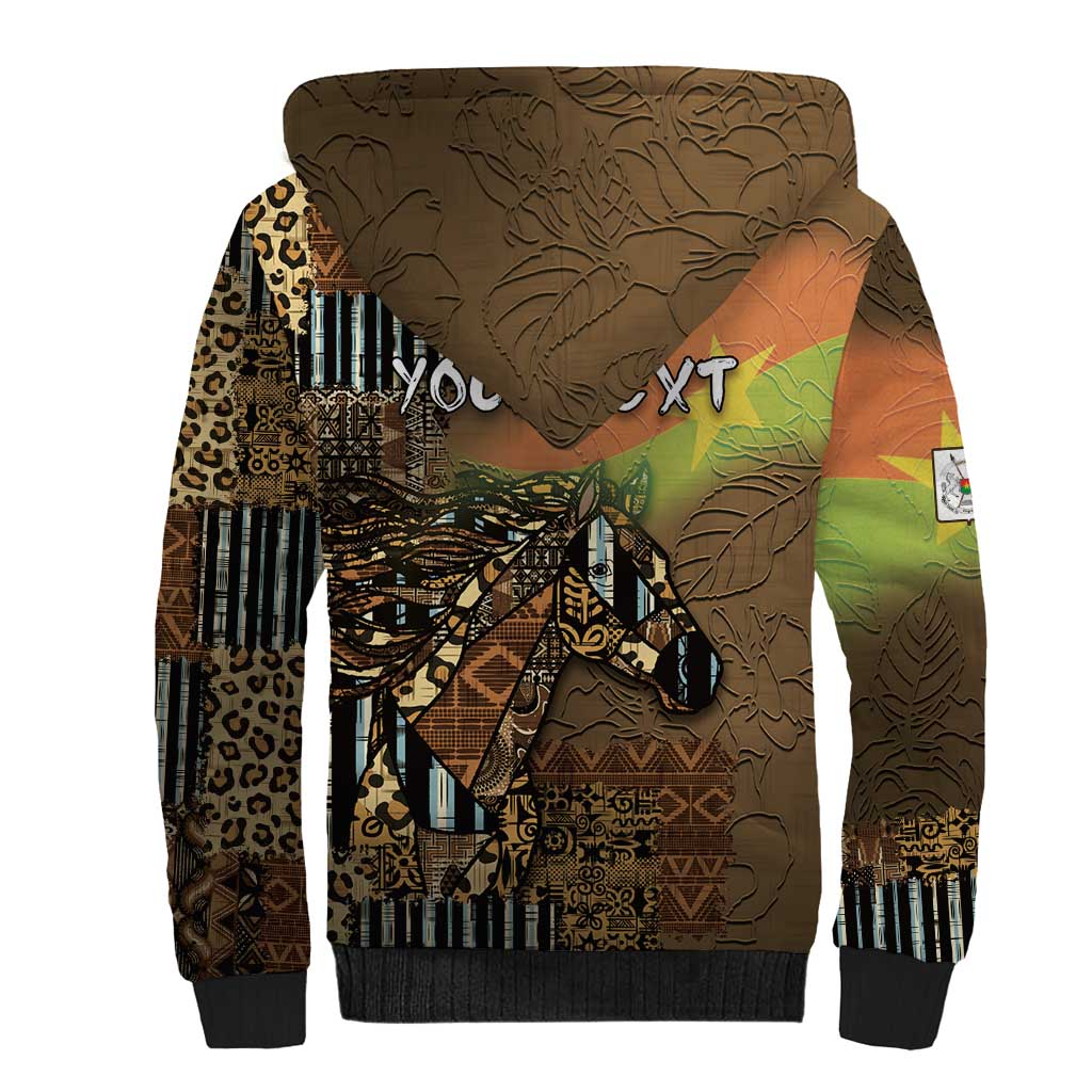 Personalized Burkina Faso Sherpa Hoodie African Tribal Horse Patchwork Style - Wonder Print Shop