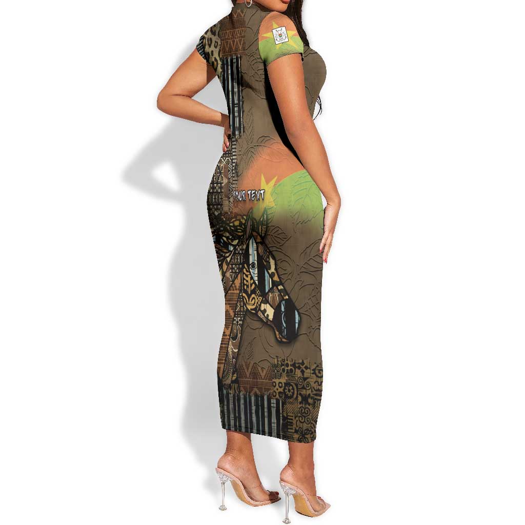 Personalized Burkina Faso Short Sleeve Bodycon Dress African Tribal Horse Patchwork Style - Wonder Print Shop