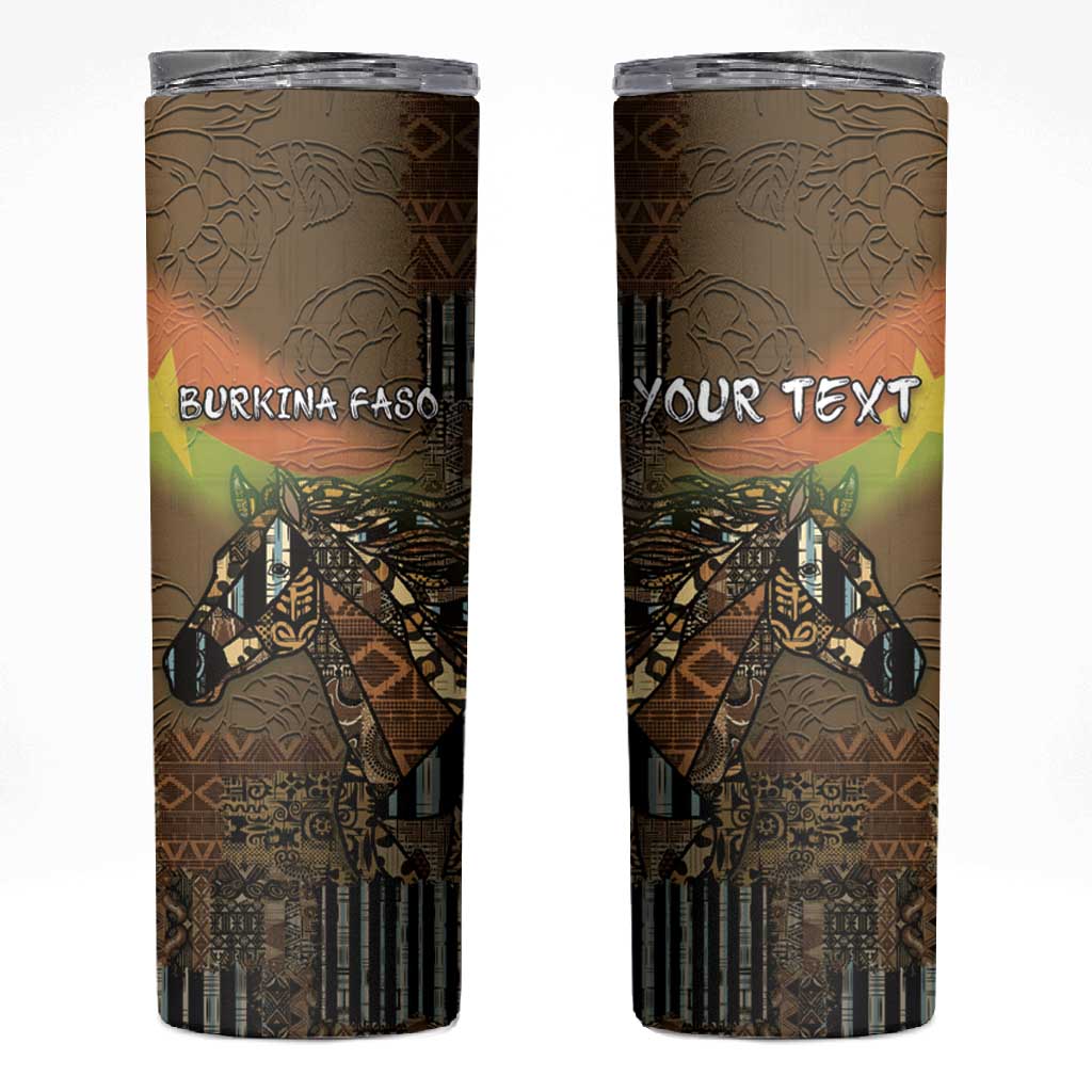 Personalized Burkina Faso Skinny Tumbler African Tribal Horse Patchwork Style - Wonder Print Shop