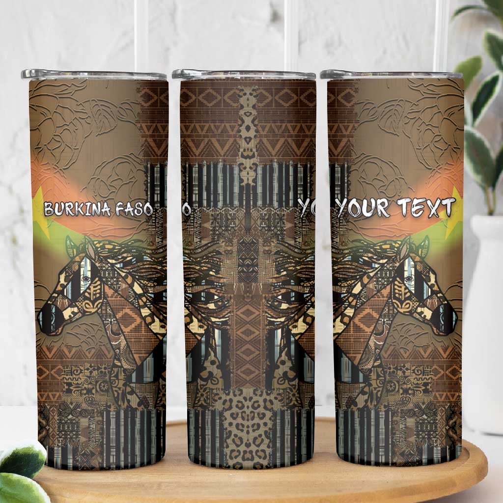 Personalized Burkina Faso Skinny Tumbler African Tribal Horse Patchwork Style - Wonder Print Shop