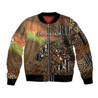 Personalized Burkina Faso Sleeve Zip Bomber Jacket African Tribal Horse Patchwork Style - Wonder Print Shop
