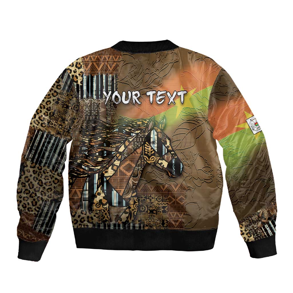 Personalized Burkina Faso Sleeve Zip Bomber Jacket African Tribal Horse Patchwork Style - Wonder Print Shop