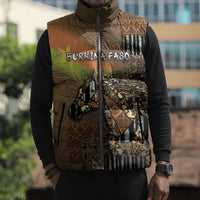 Personalized Burkina Faso Sleeveless Puffer Jacket African Tribal Horse Patchwork Style - Wonder Print Shop