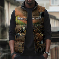 Personalized Burkina Faso Sleeveless Puffer Jacket African Tribal Horse Patchwork Style - Wonder Print Shop