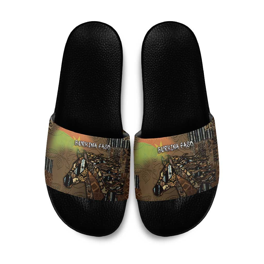 Burkina Faso Slide Sandals African Tribal Horse Patchwork Style - Wonder Print Shop
