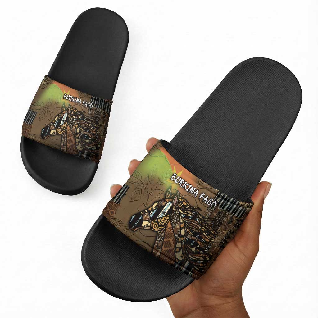 Burkina Faso Slide Sandals African Tribal Horse Patchwork Style - Wonder Print Shop