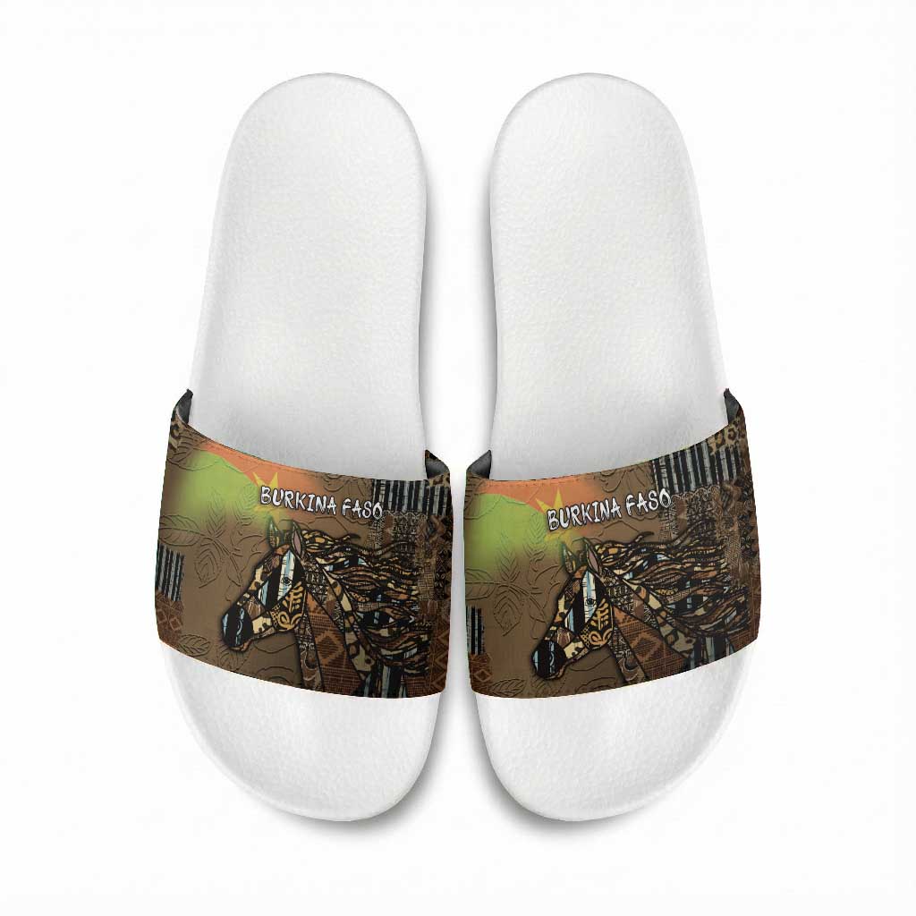 Burkina Faso Slide Sandals African Tribal Horse Patchwork Style - Wonder Print Shop