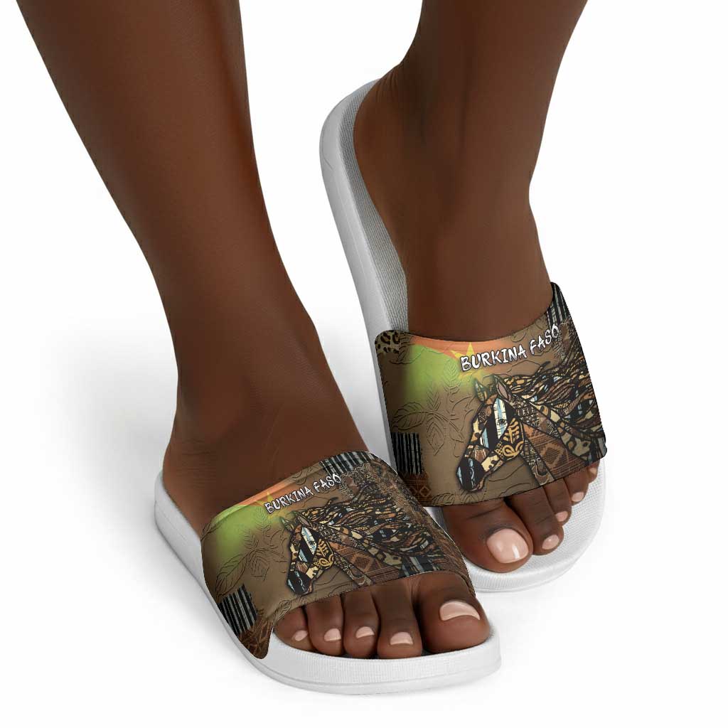 Burkina Faso Slide Sandals African Tribal Horse Patchwork Style - Wonder Print Shop