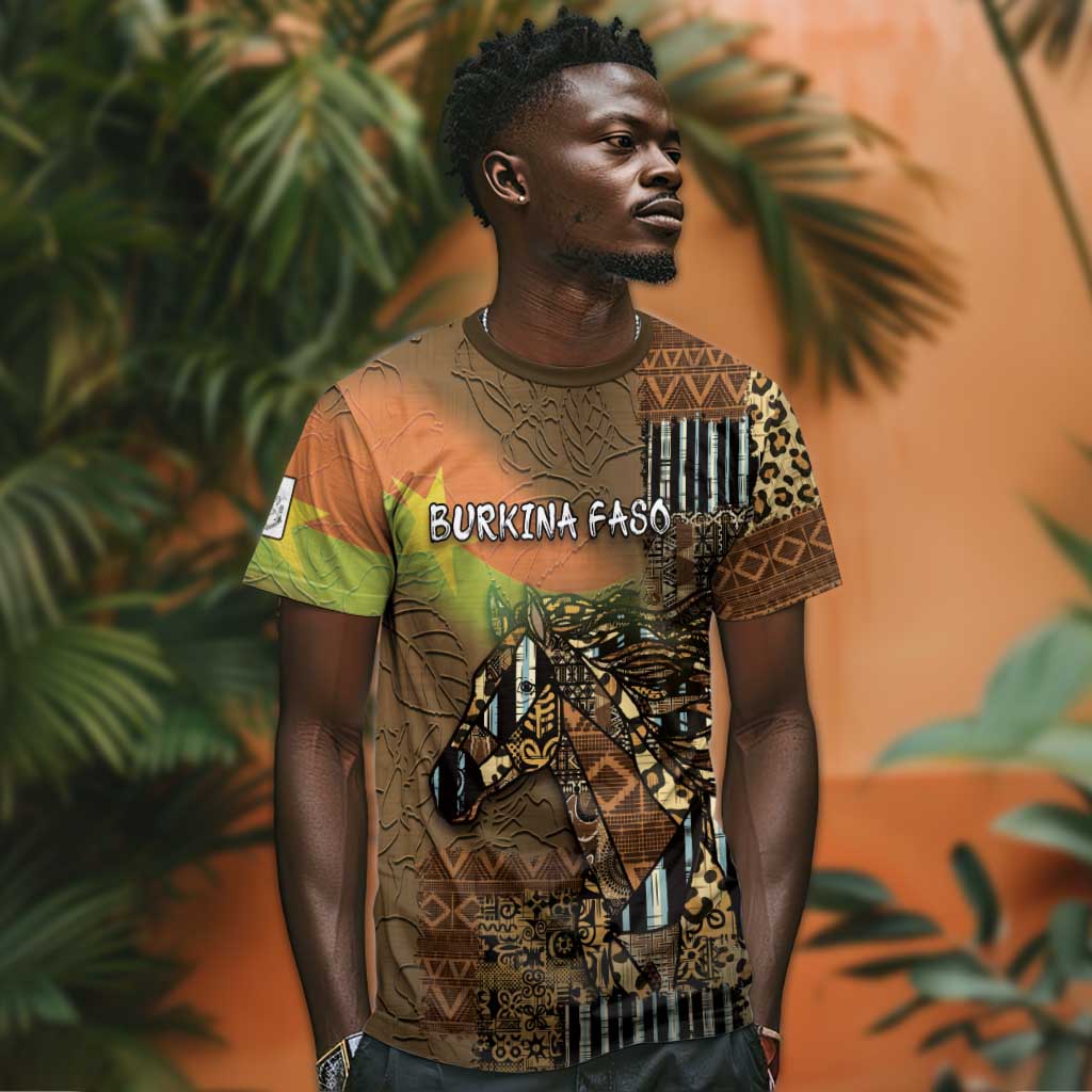 Personalized Burkina Faso T shirt African Tribal Horse Patchwork Style - Wonder Print Shop