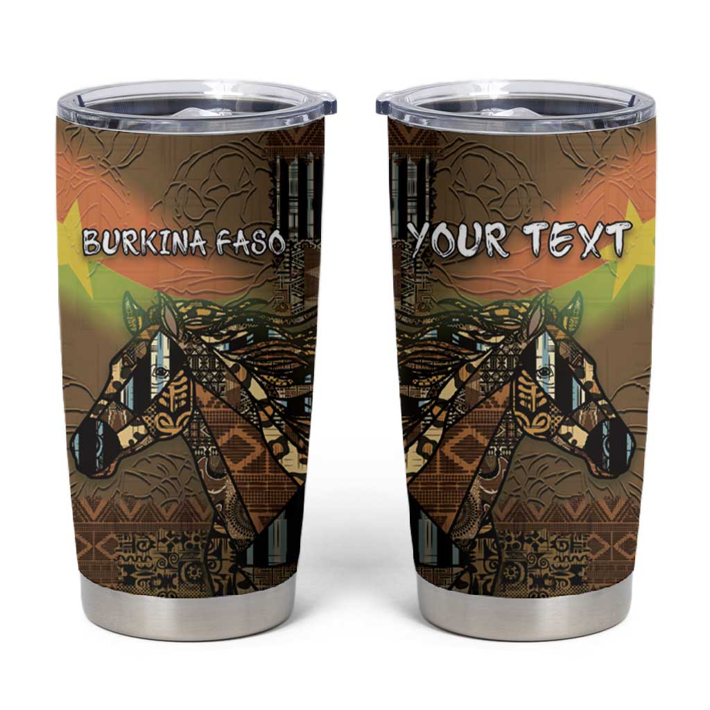 Personalized Burkina Faso Tumbler Cup African Tribal Horse Patchwork Style - Wonder Print Shop