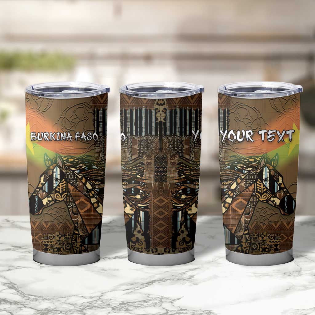 Personalized Burkina Faso Tumbler Cup African Tribal Horse Patchwork Style - Wonder Print Shop