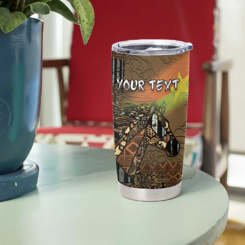 Personalized Burkina Faso Tumbler Cup African Tribal Horse Patchwork Style - Wonder Print Shop