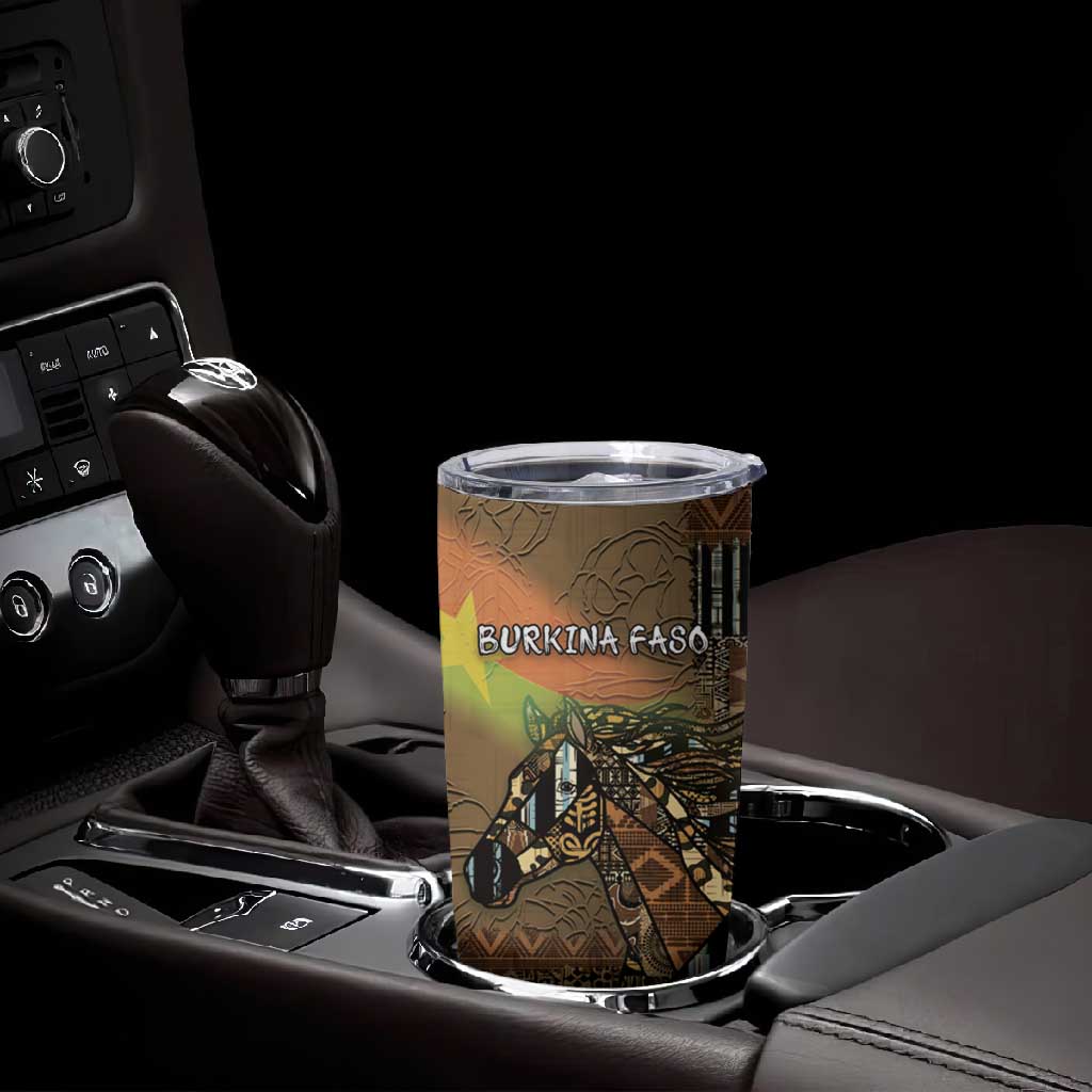 Personalized Burkina Faso Tumbler Cup African Tribal Horse Patchwork Style - Wonder Print Shop