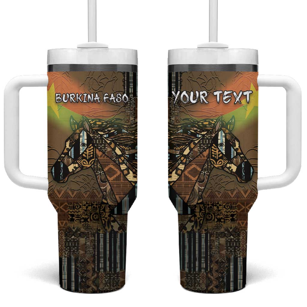 Personalized Burkina Faso Tumbler With Handle African Tribal Horse Patchwork Style - Wonder Print Shop