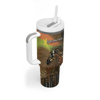 Personalized Burkina Faso Tumbler With Handle African Tribal Horse Patchwork Style - Wonder Print Shop