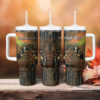 Personalized Burkina Faso Tumbler With Handle African Tribal Horse Patchwork Style - Wonder Print Shop