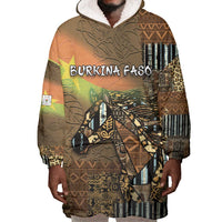 Personalized Burkina Faso Wearable Blanket Hoodie African Tribal Horse Patchwork Style - Wonder Print Shop
