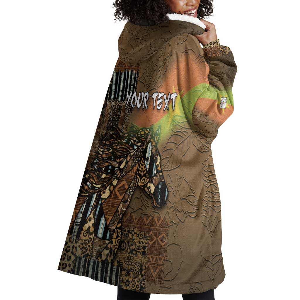 Personalized Burkina Faso Wearable Blanket Hoodie African Tribal Horse Patchwork Style - Wonder Print Shop