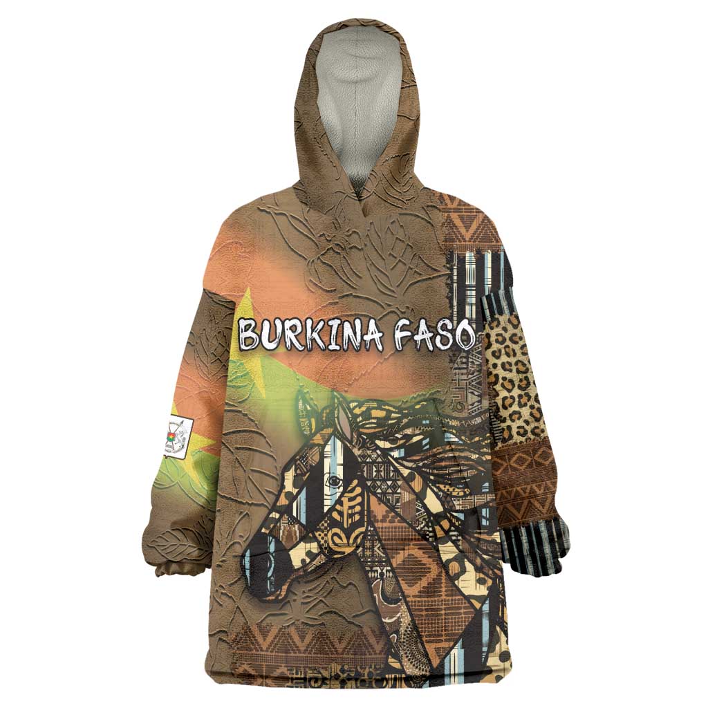 Personalized Burkina Faso Wearable Blanket Hoodie African Tribal Horse Patchwork Style - Wonder Print Shop