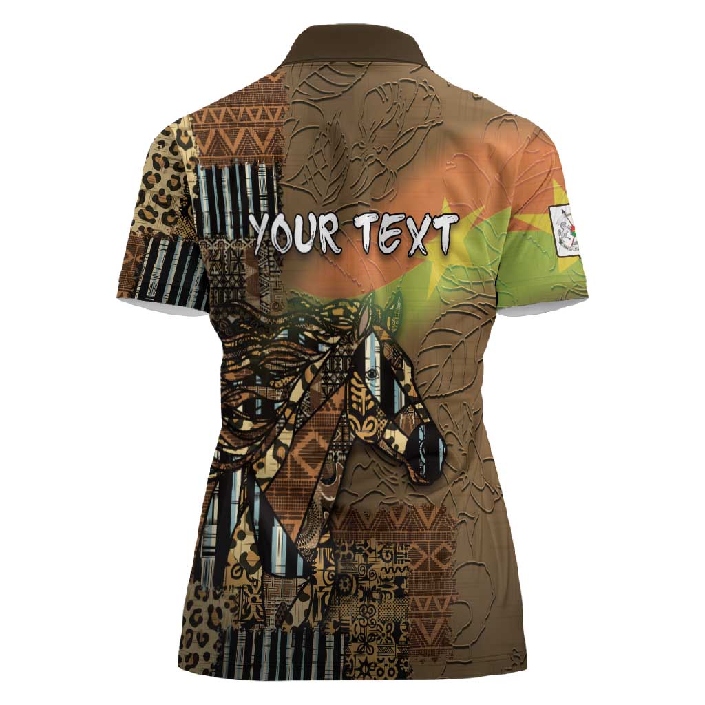 Personalized Burkina Faso Women Polo Shirt African Tribal Horse Patchwork Style - Wonder Print Shop